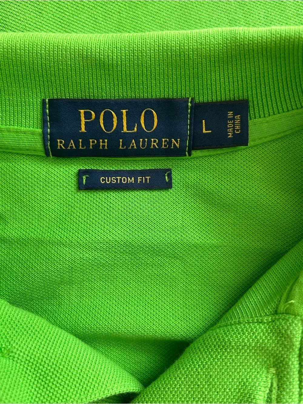 Polo Ralph Lauren Polo Shirt Men's Size L Green Custom Fit Big Pony